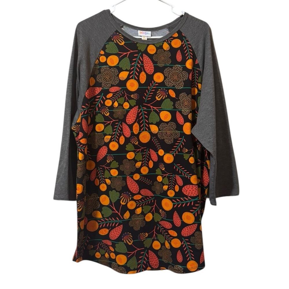 Lularoe Women Size 3XL 3/4 Sleeve Shirt Floral Fall Loungewear Casual Teacher